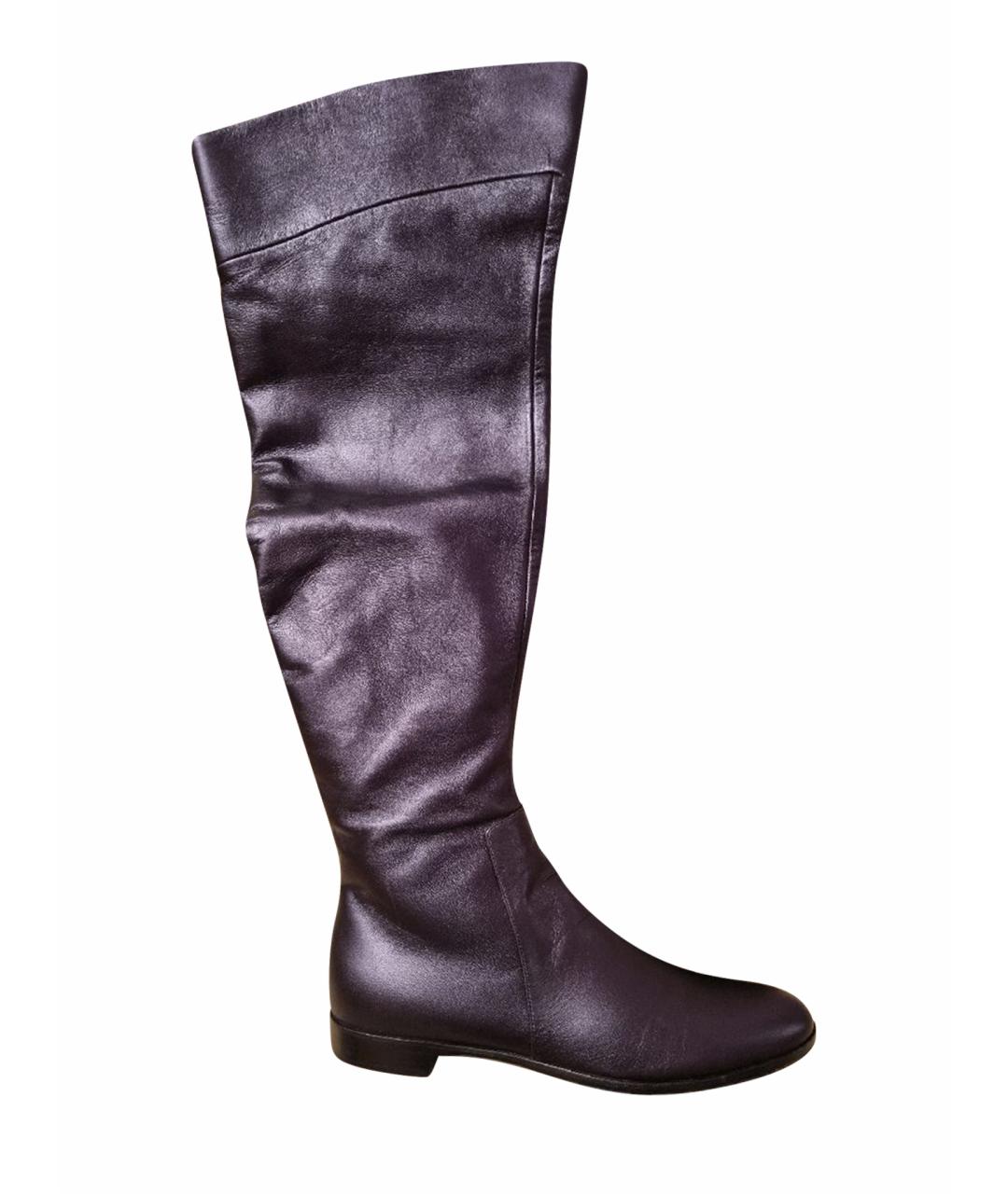 SERGIO ROSSI Темно-синие кожаные сапоги, фото 1