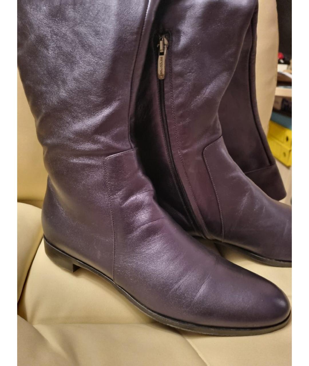 SERGIO ROSSI Темно-синие кожаные сапоги, фото 5