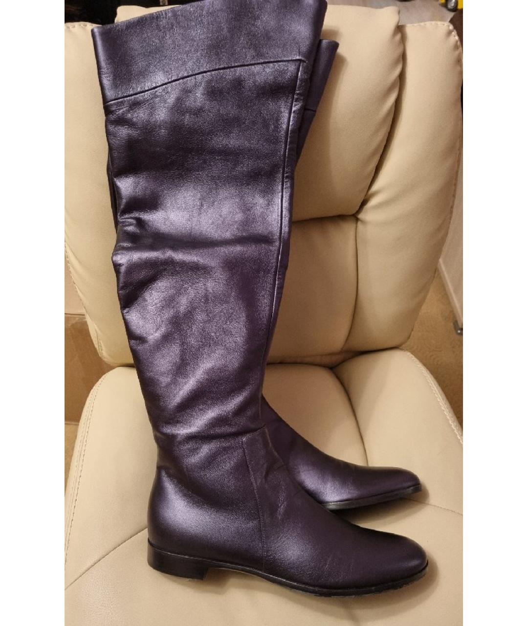 SERGIO ROSSI Темно-синие кожаные сапоги, фото 7