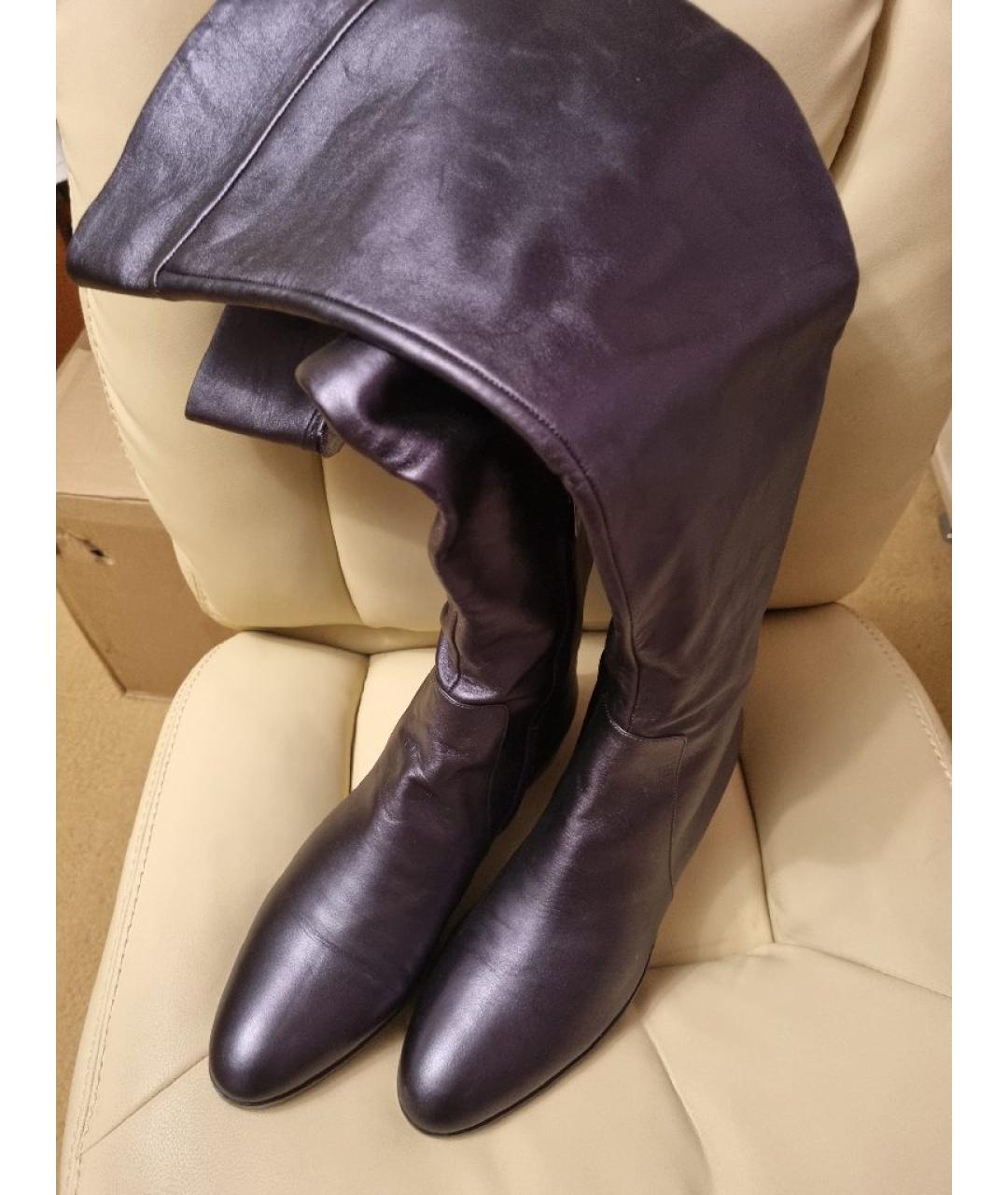 SERGIO ROSSI Темно-синие кожаные сапоги, фото 2