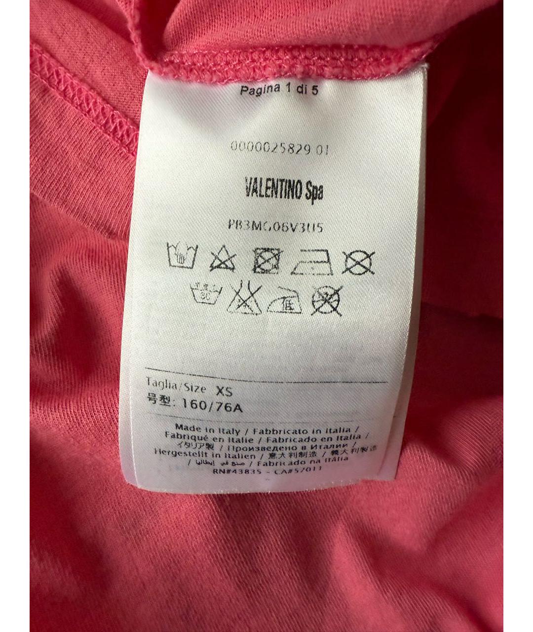 VALENTINO Розовая хлопковая футболка, фото 6