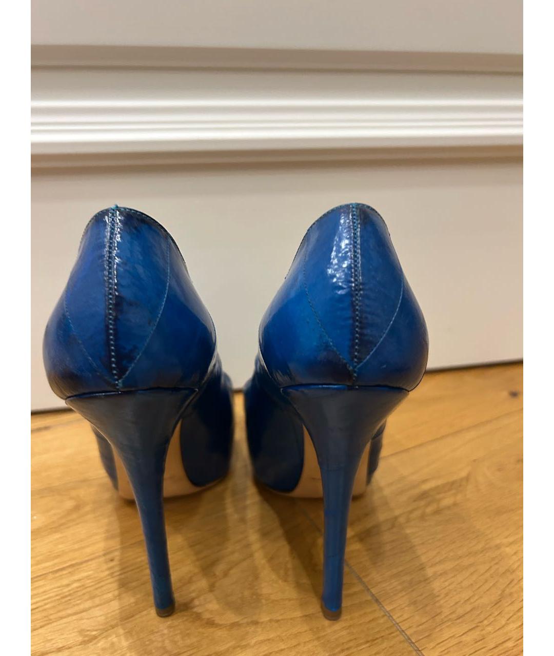 DOLCE&GABBANA Синие кожаные туфли, фото 3