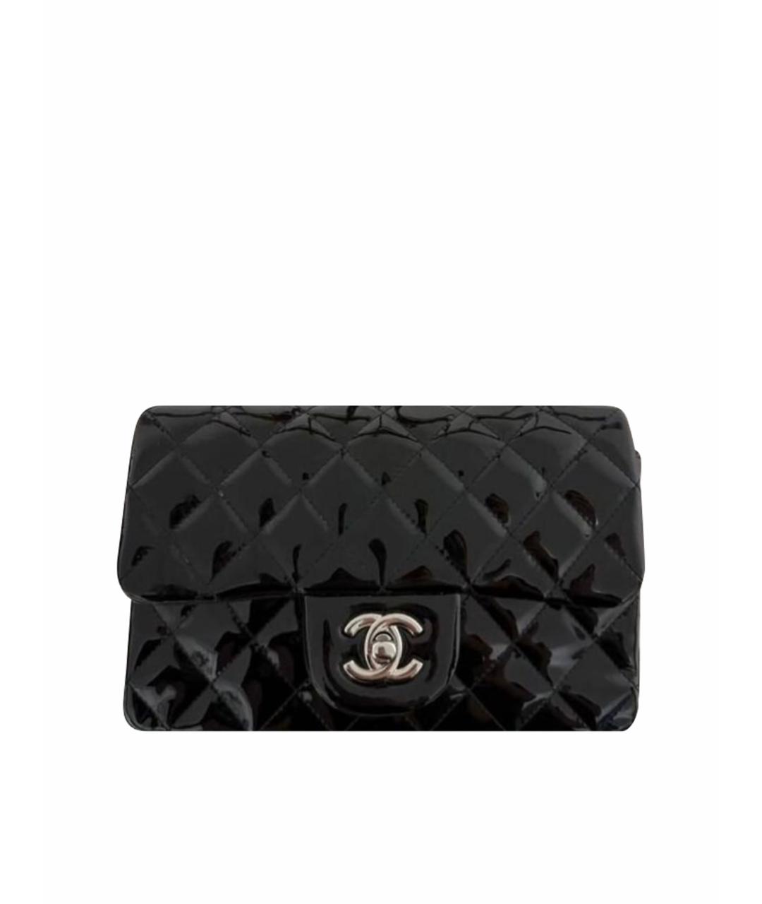 CHANEL Черная сумка через плечо из лакированной кожи, фото 6