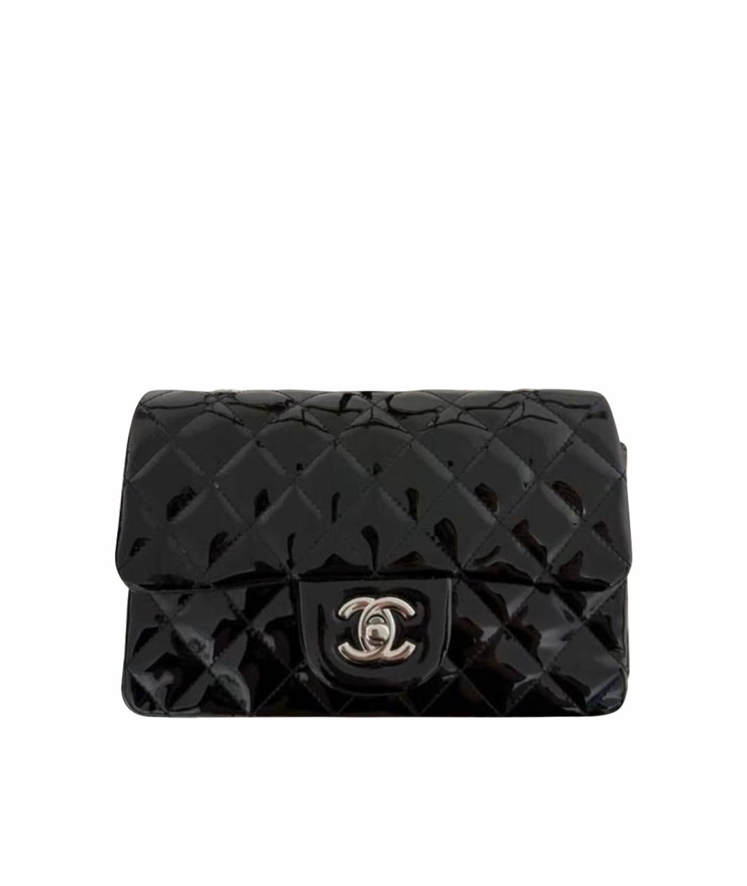 CHANEL Черная сумка через плечо из лакированной кожи, фото 1