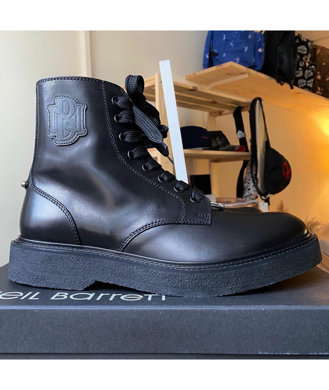 NEIL BARRETT Черные кожаные высокие ботинки, фото 3