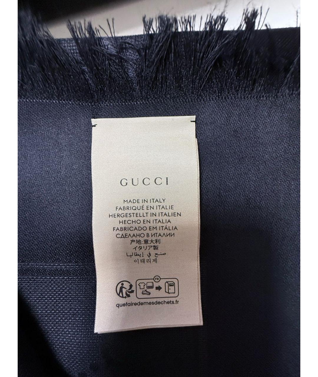GUCCI Черный шерстяной платок, фото 6