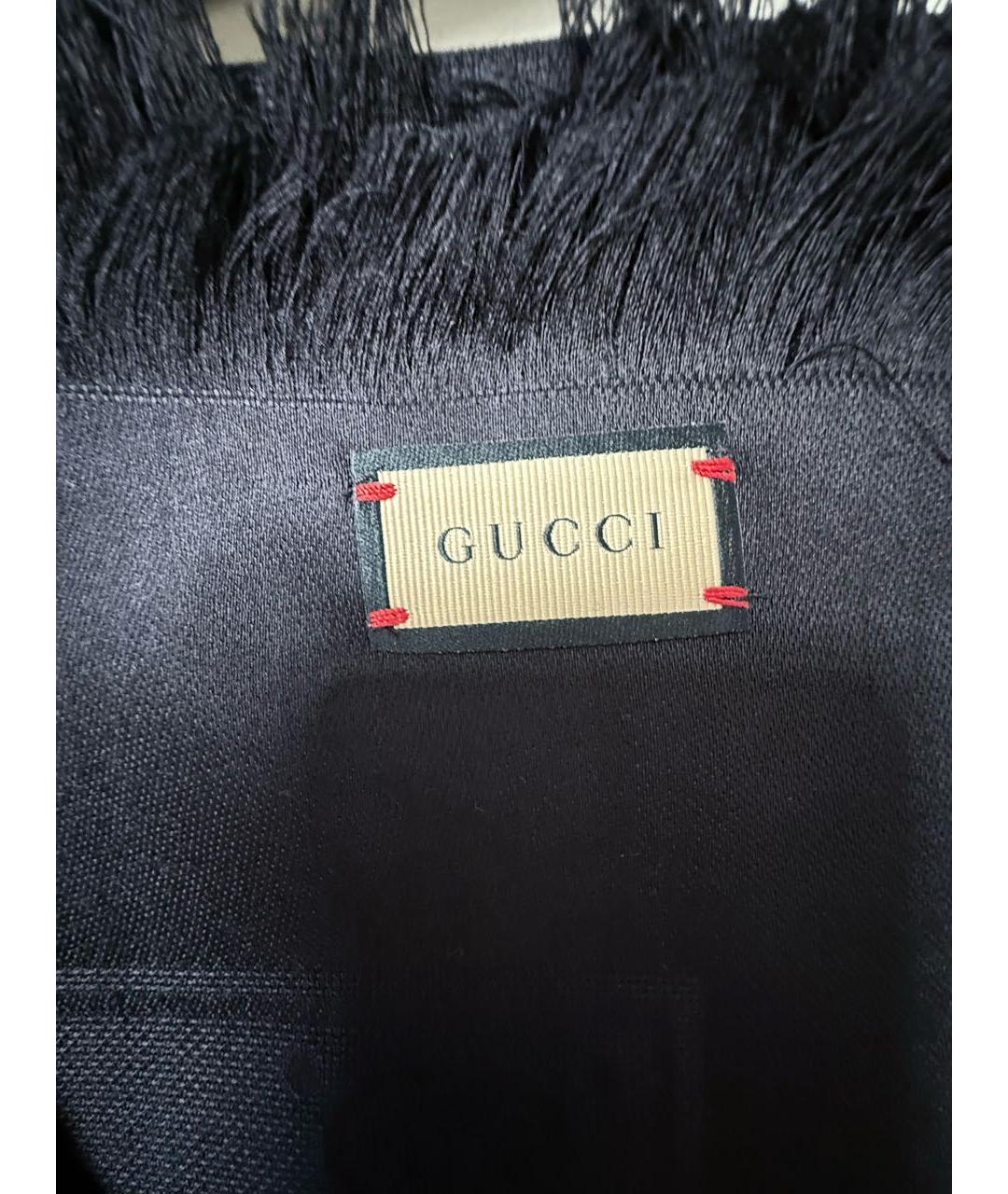 GUCCI Черный шерстяной платок, фото 5