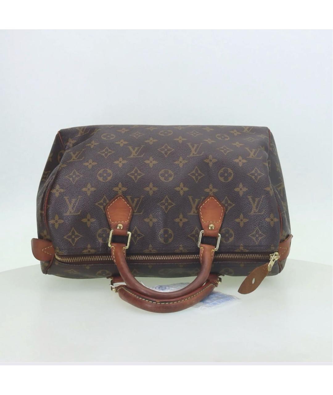 LOUIS VUITTON Коричневая кожаная сумка с короткими ручками, фото 6