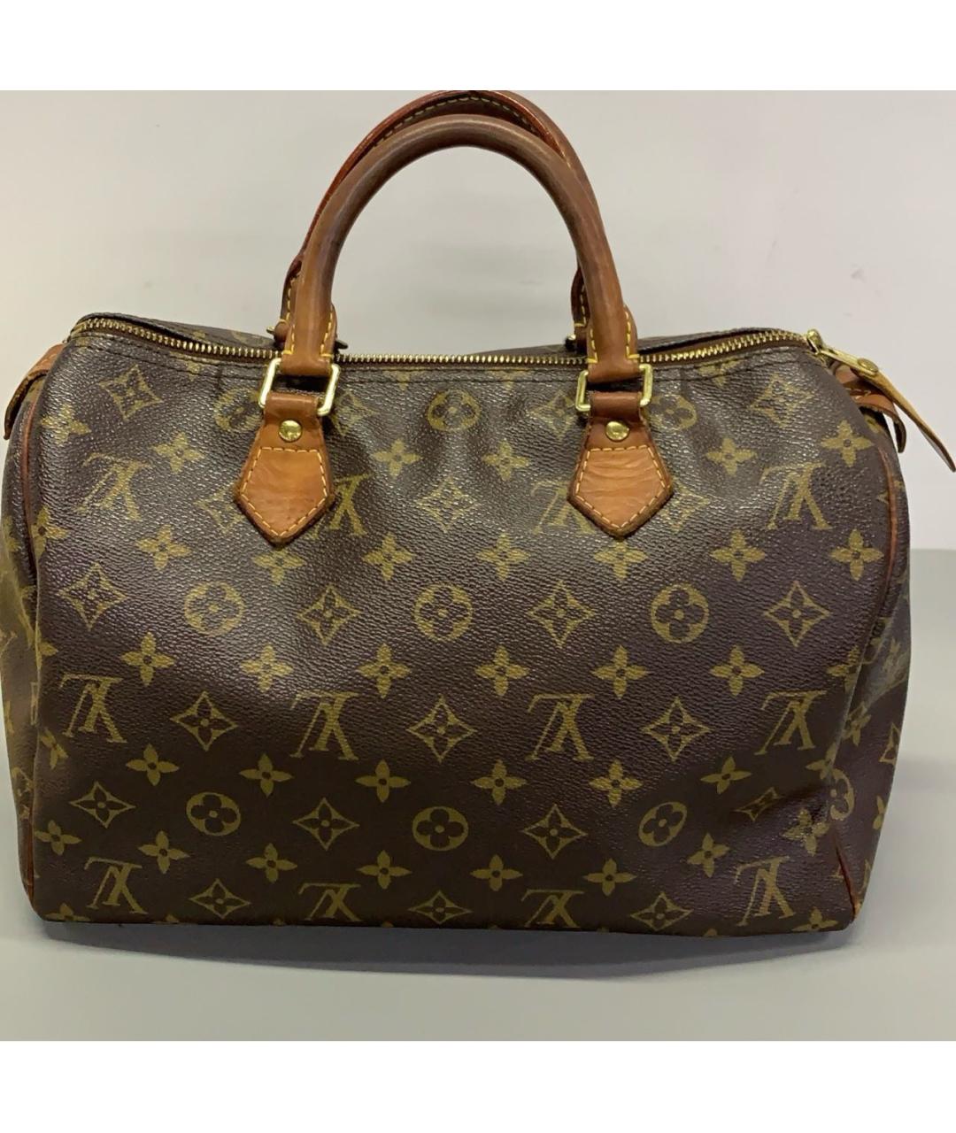 LOUIS VUITTON Коричневая кожаная сумка с короткими ручками, фото 3