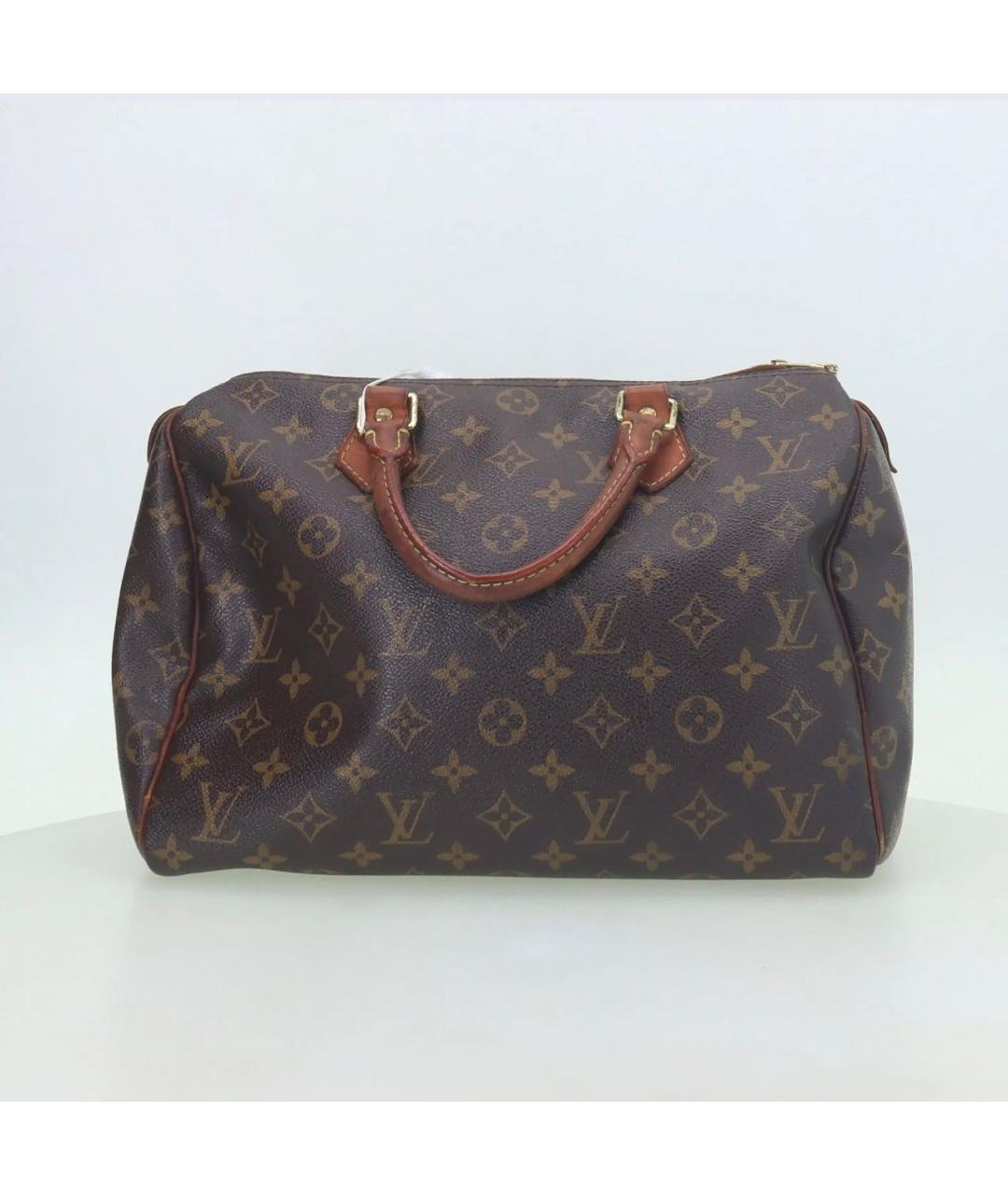 LOUIS VUITTON Коричневая кожаная сумка с короткими ручками, фото 8