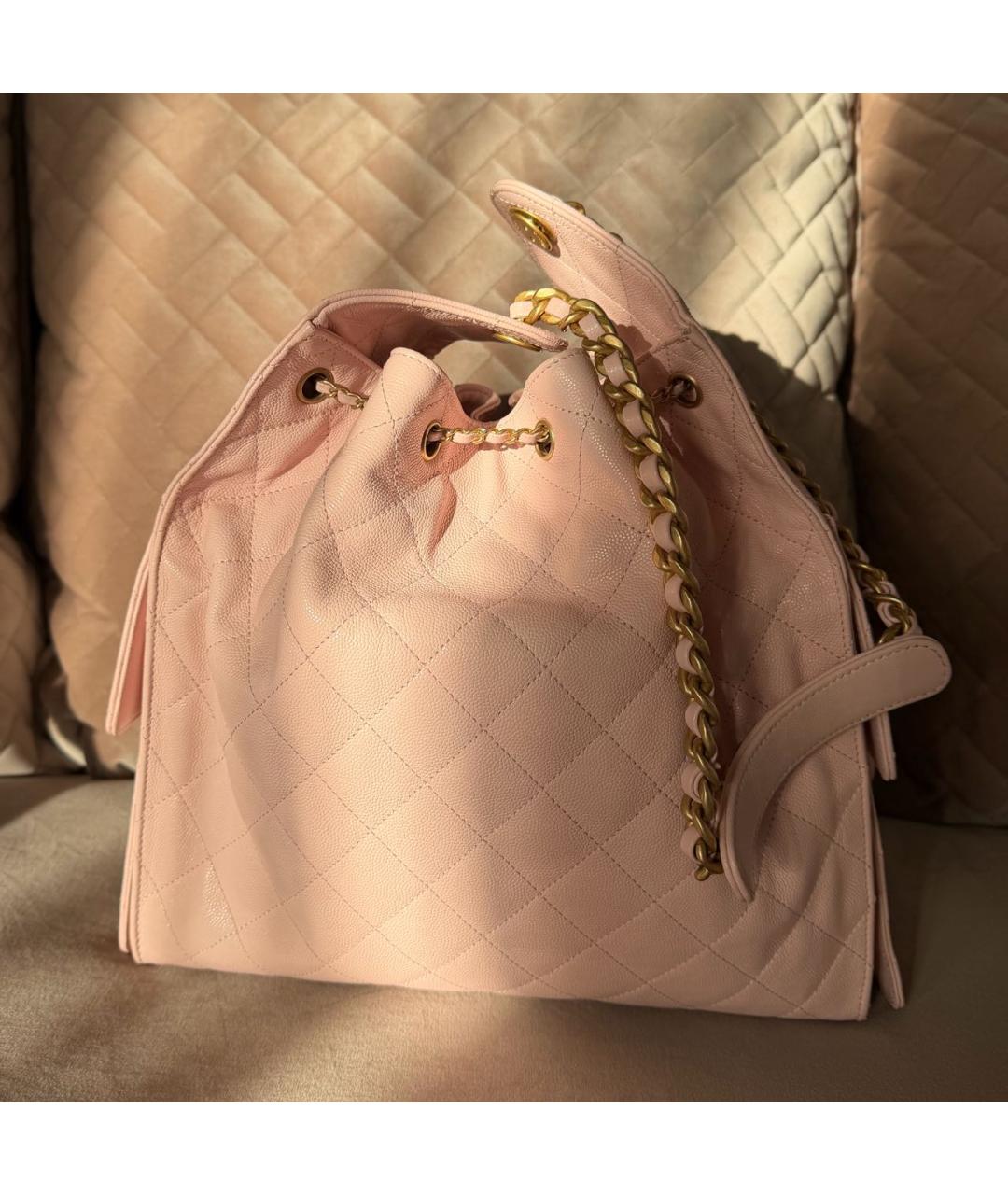 CHANEL Розовая кожаная сумка тоут, фото 2