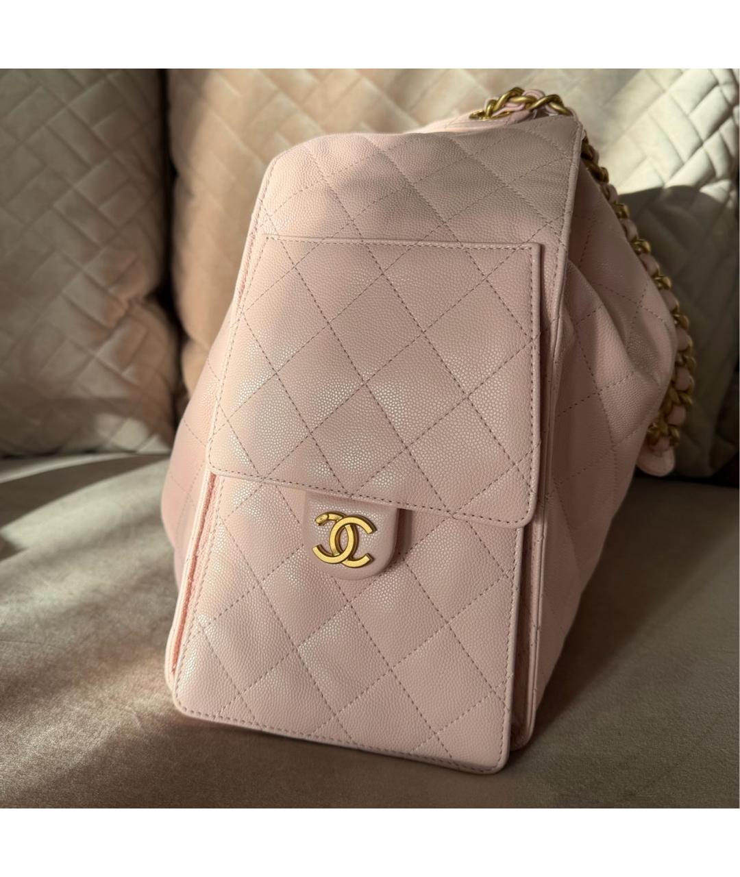 CHANEL Розовая кожаная сумка тоут, фото 3