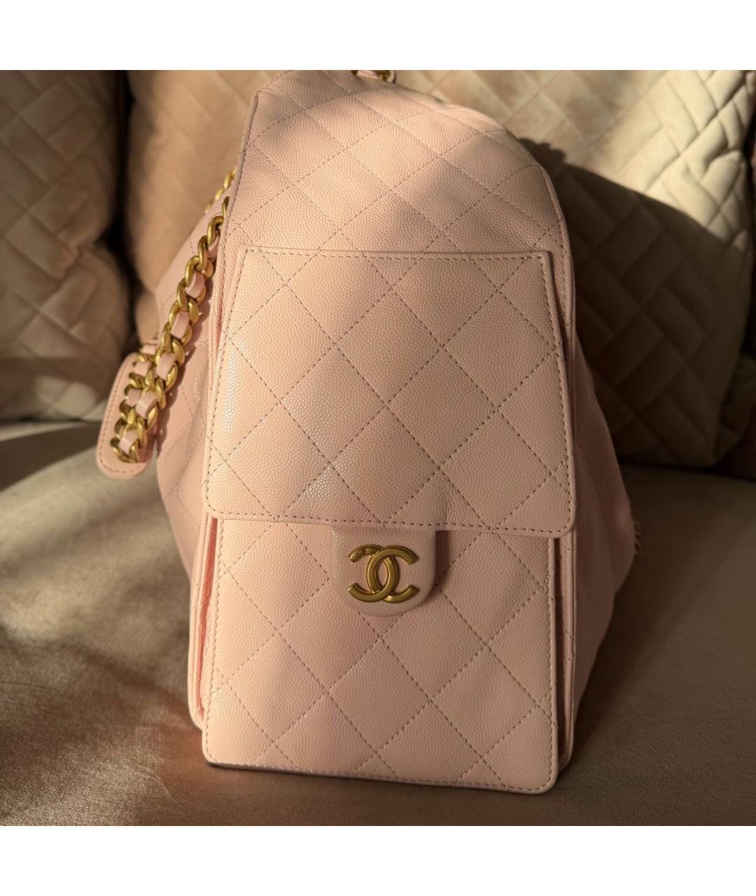 CHANEL Розовая кожаная сумка тоут, фото 4