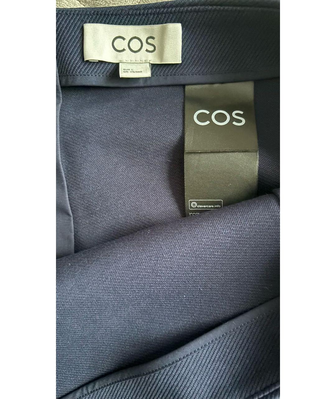 COS Темно-синяя хлопковая юбка мини, фото 5