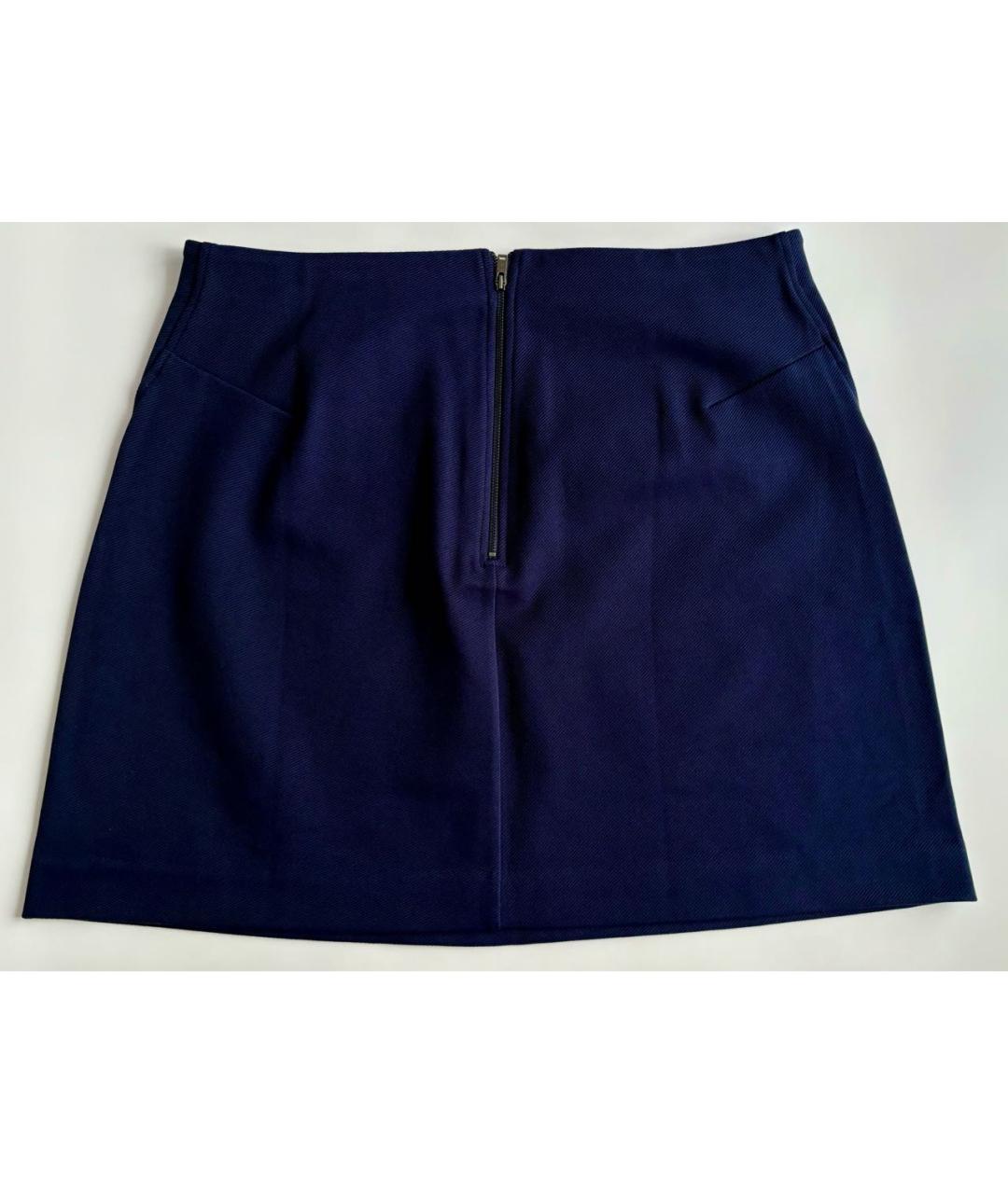COS Темно-синяя хлопковая юбка мини, фото 3