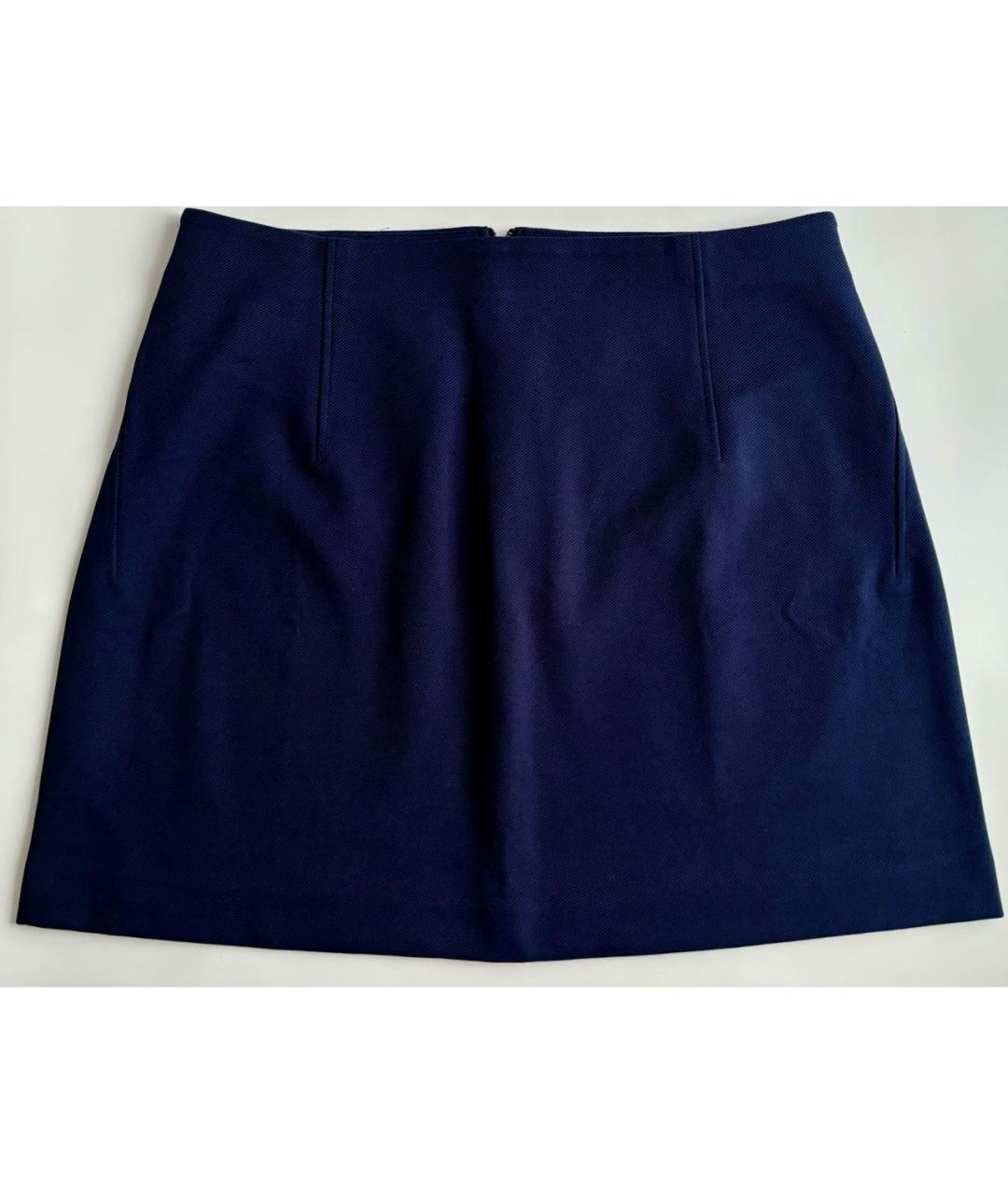 COS Темно-синяя хлопковая юбка мини, фото 2
