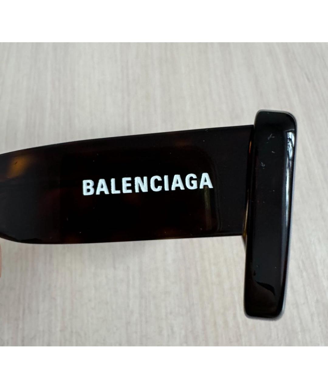 BALENCIAGA Коричневые пластиковые солнцезащитные очки, фото 3