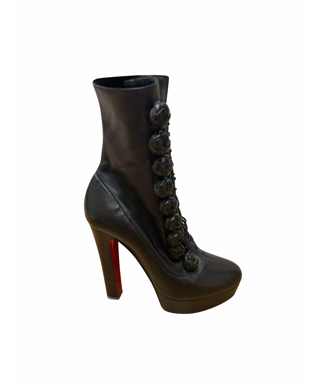 CHRISTIAN LOUBOUTIN Черные кожаные ботильоны, фото 1