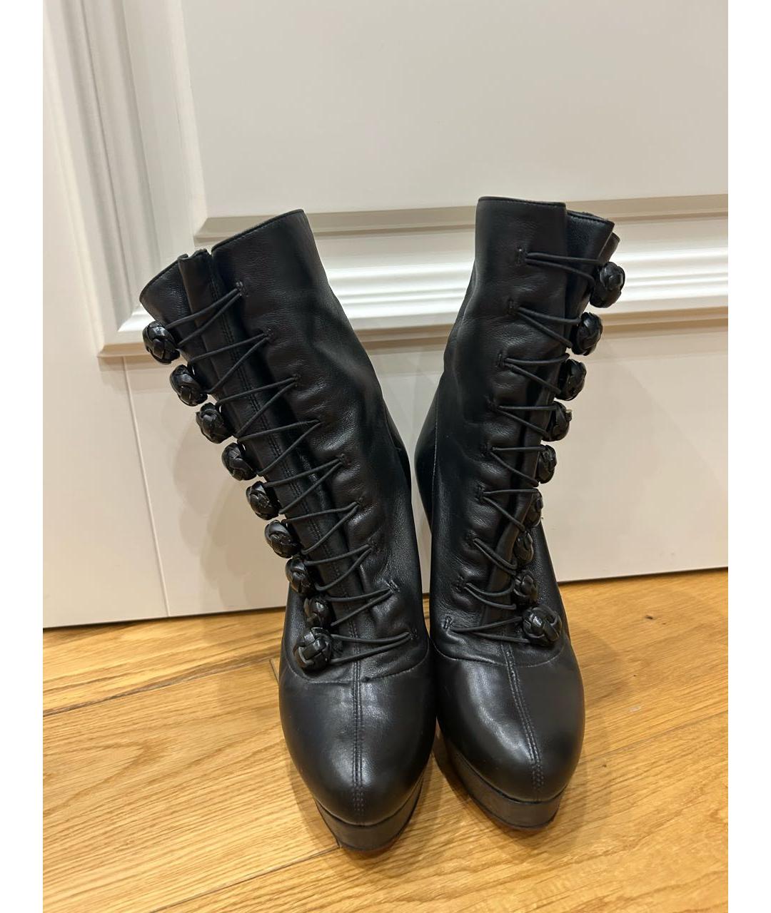 CHRISTIAN LOUBOUTIN Черные кожаные ботильоны, фото 2