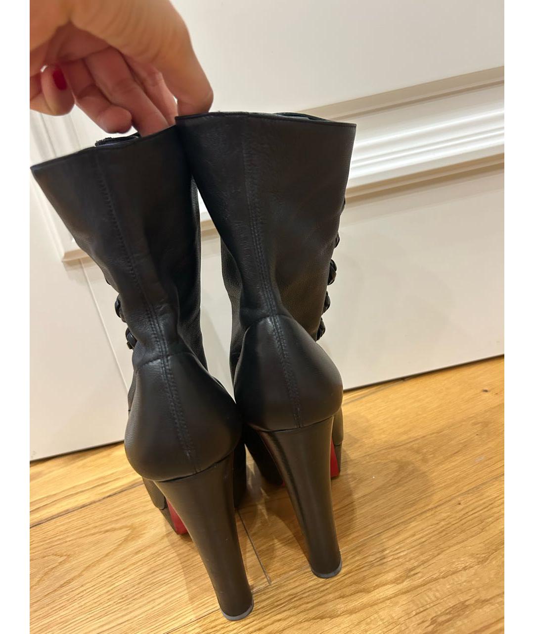 CHRISTIAN LOUBOUTIN Черные кожаные ботильоны, фото 3