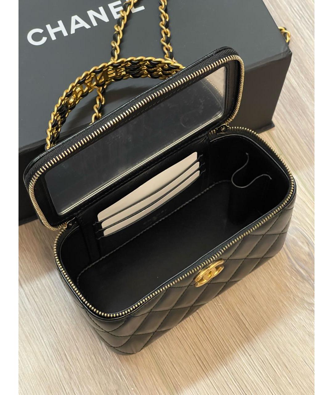 CHANEL Черная кожаная сумка с короткими ручками, фото 4