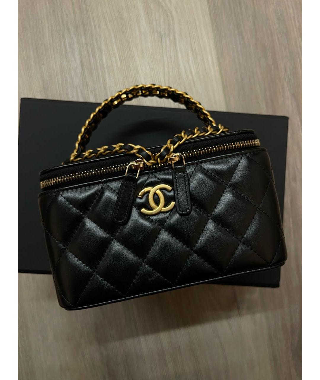 CHANEL Черная кожаная сумка с короткими ручками, фото 2