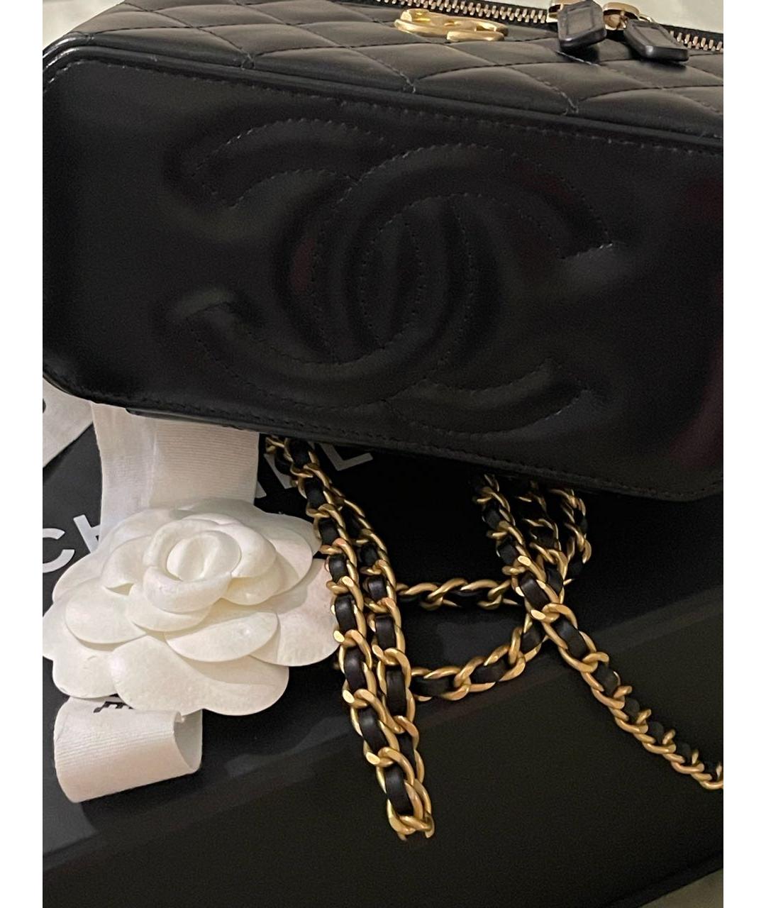 CHANEL Черная кожаная сумка с короткими ручками, фото 7