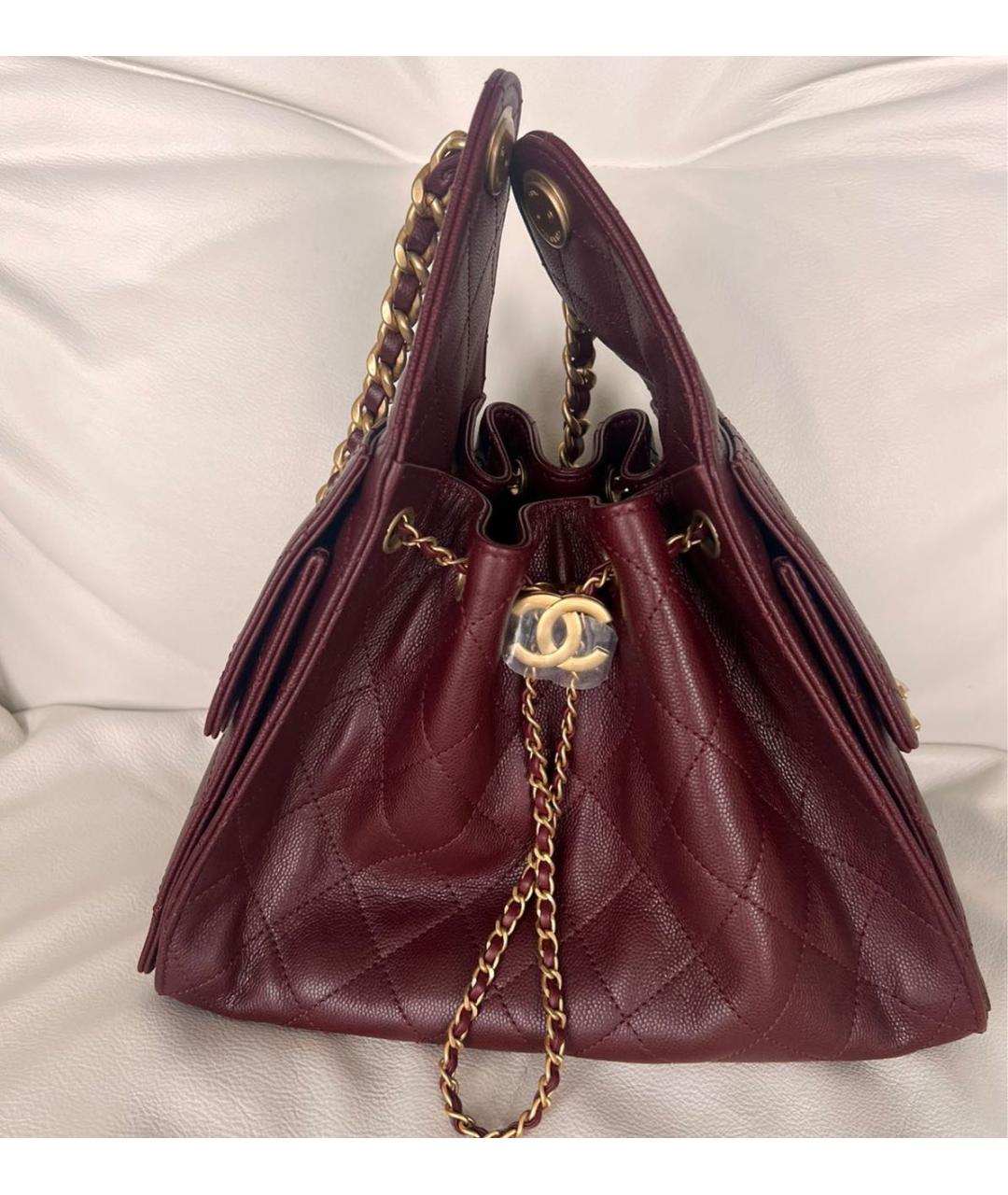 CHANEL Бордовая кожаная сумка через плечо, фото 3