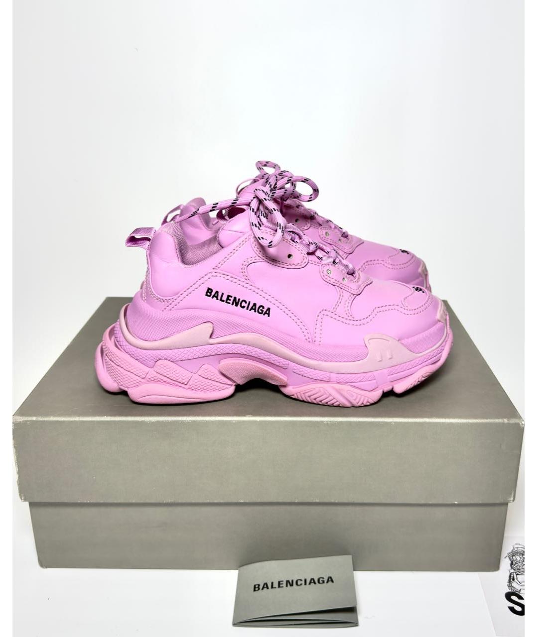 BALENCIAGA Розовые текстильные кроссовки, фото 9