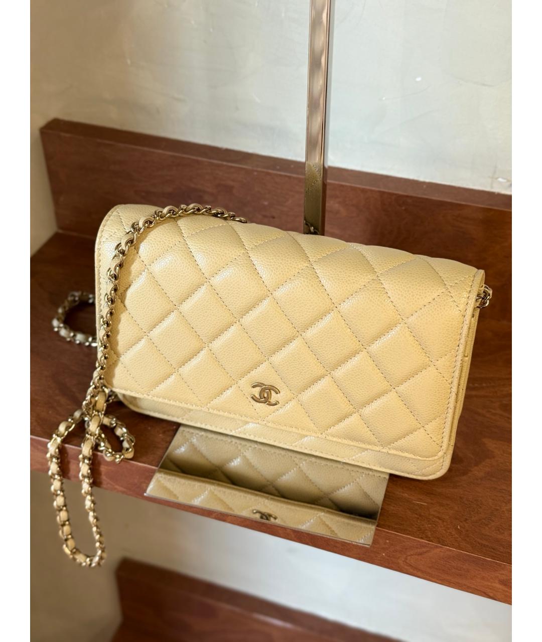 CHANEL Желтая кожаная сумка через плечо, фото 3