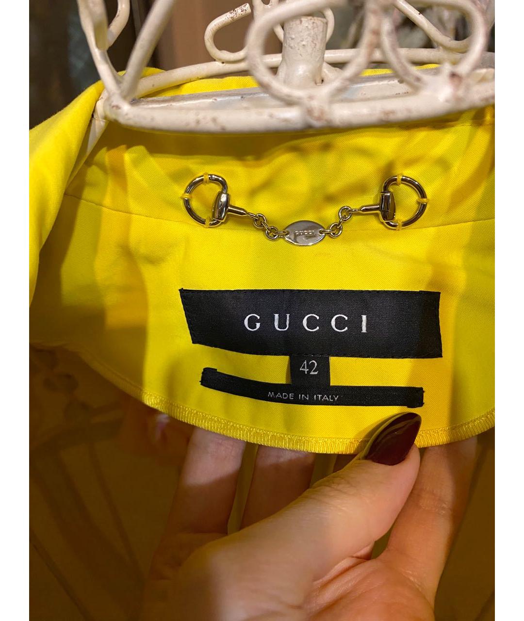 GUCCI Желтый полиамидовый тренч/плащ, фото 3