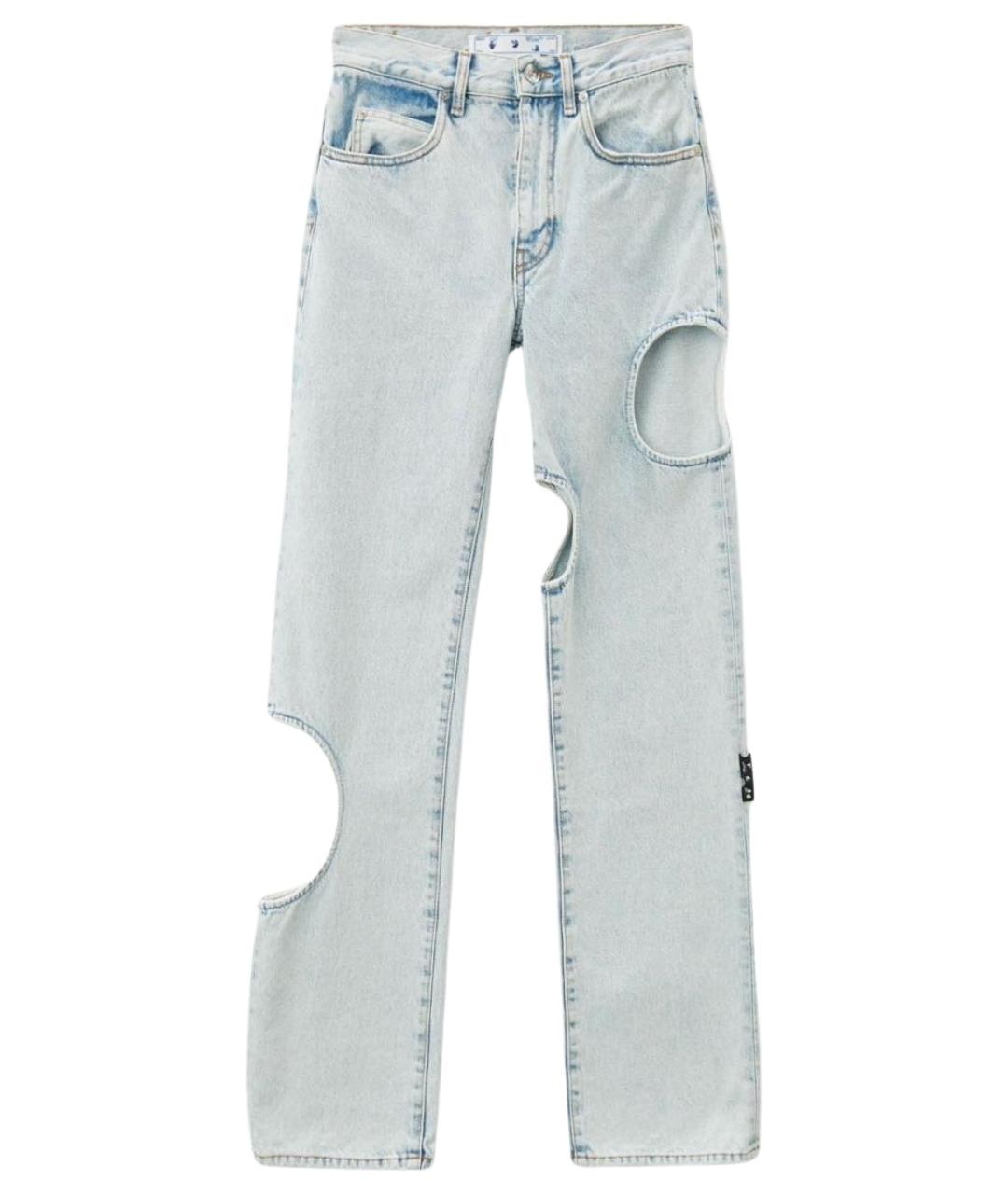 OFF-WHITE Голубые хлопковые прямые джинсы, фото 1