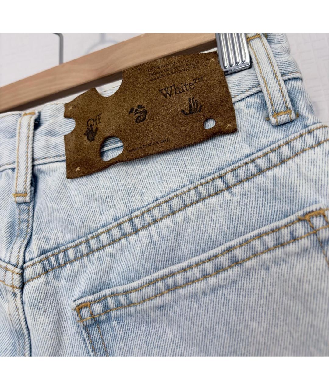 OFF-WHITE Голубые хлопковые прямые джинсы, фото 5