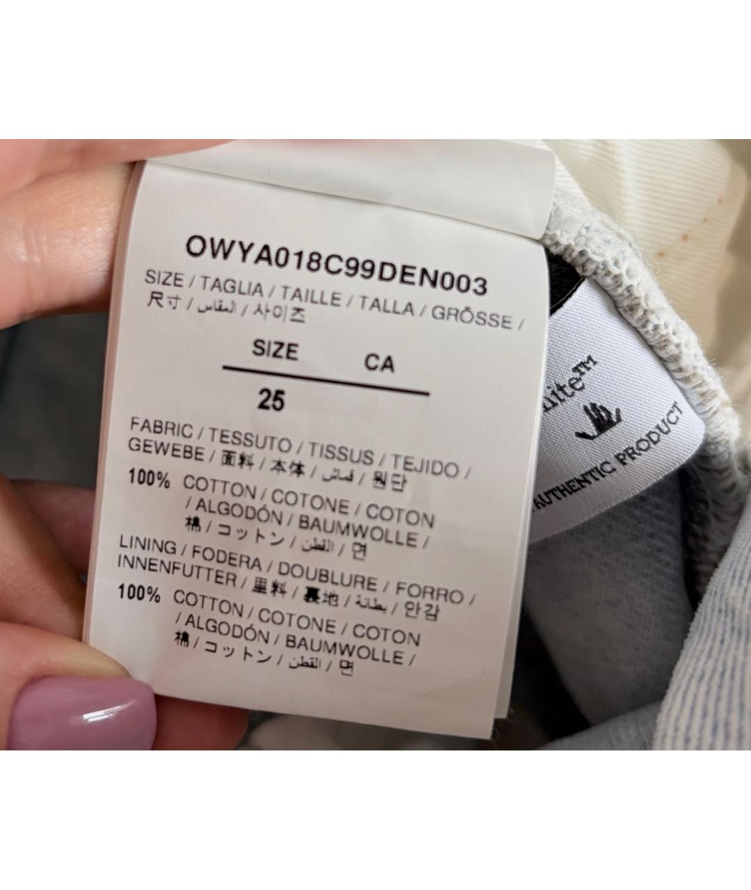 OFF-WHITE Голубые хлопковые прямые джинсы, фото 8