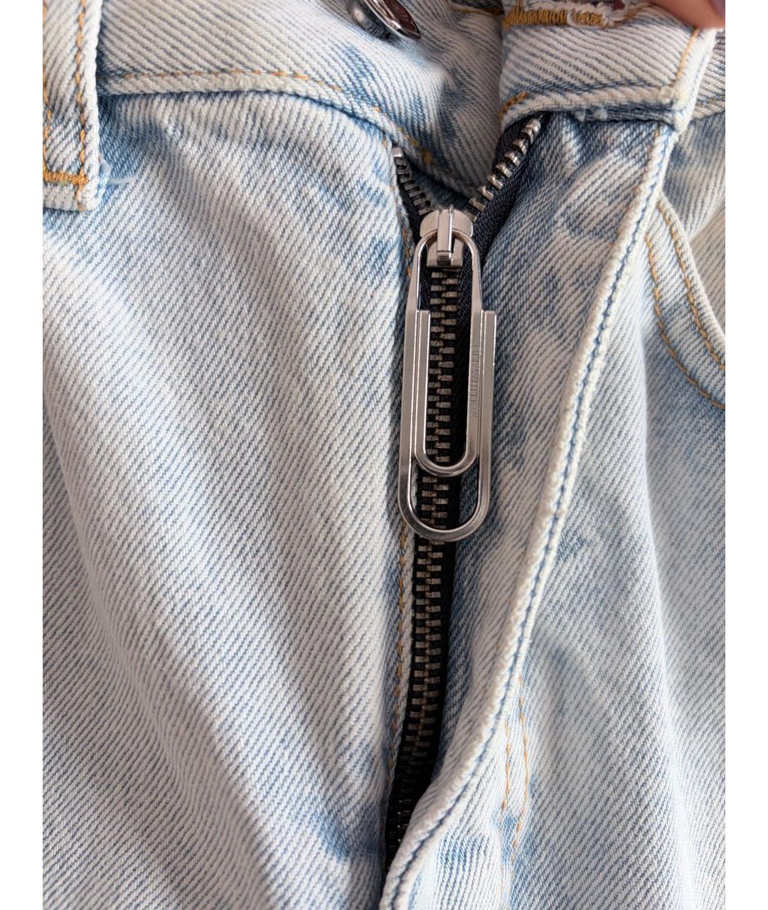 OFF-WHITE Голубые хлопковые прямые джинсы, фото 7