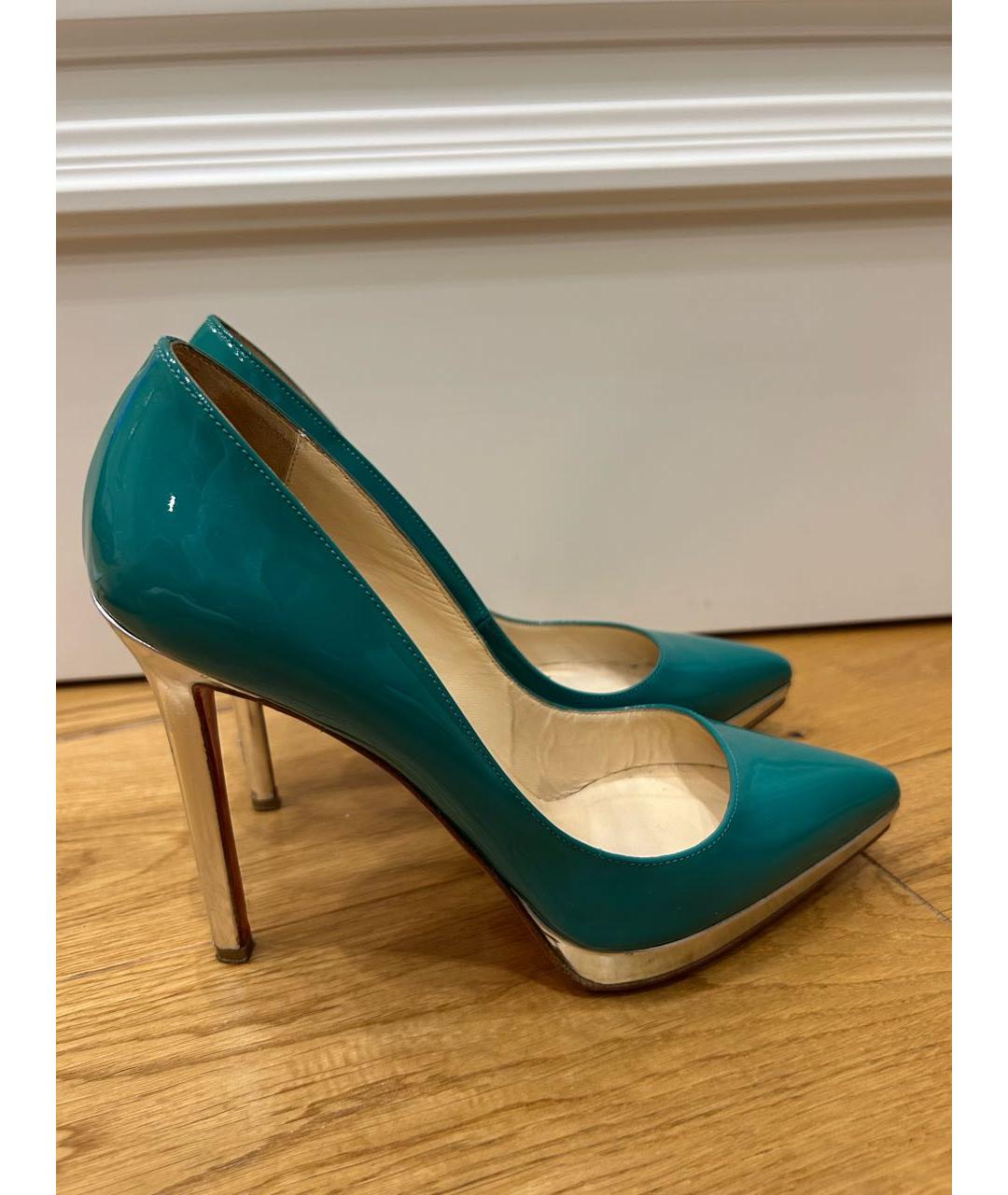 CHRISTIAN LOUBOUTIN Бирюзовые туфли из лакированной кожи, фото 5