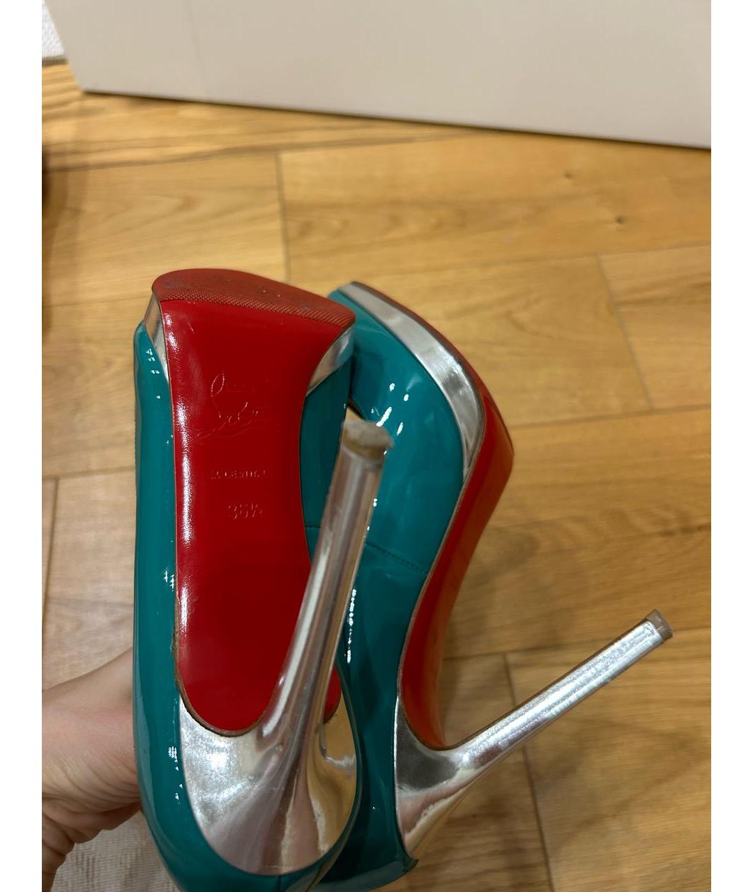 CHRISTIAN LOUBOUTIN Бирюзовые туфли из лакированной кожи, фото 4