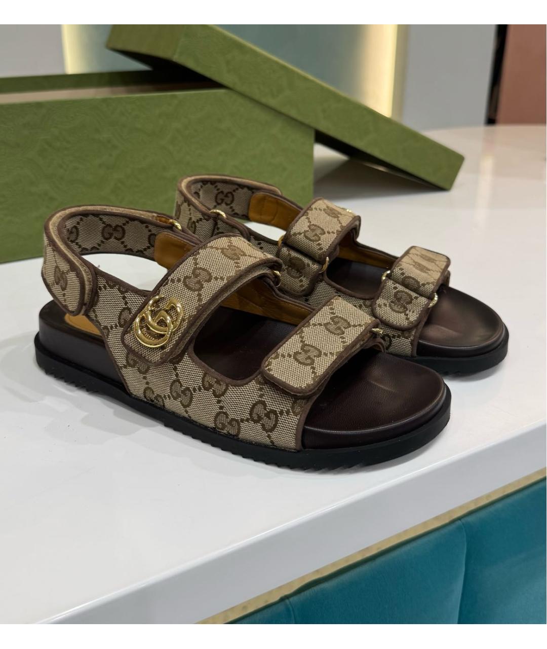 GUCCI Коричневые сандалии, фото 2