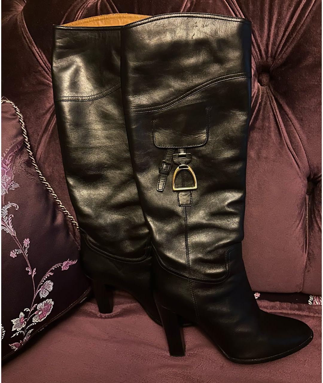 RALPH LAUREN Черные кожаные сапоги, фото 6