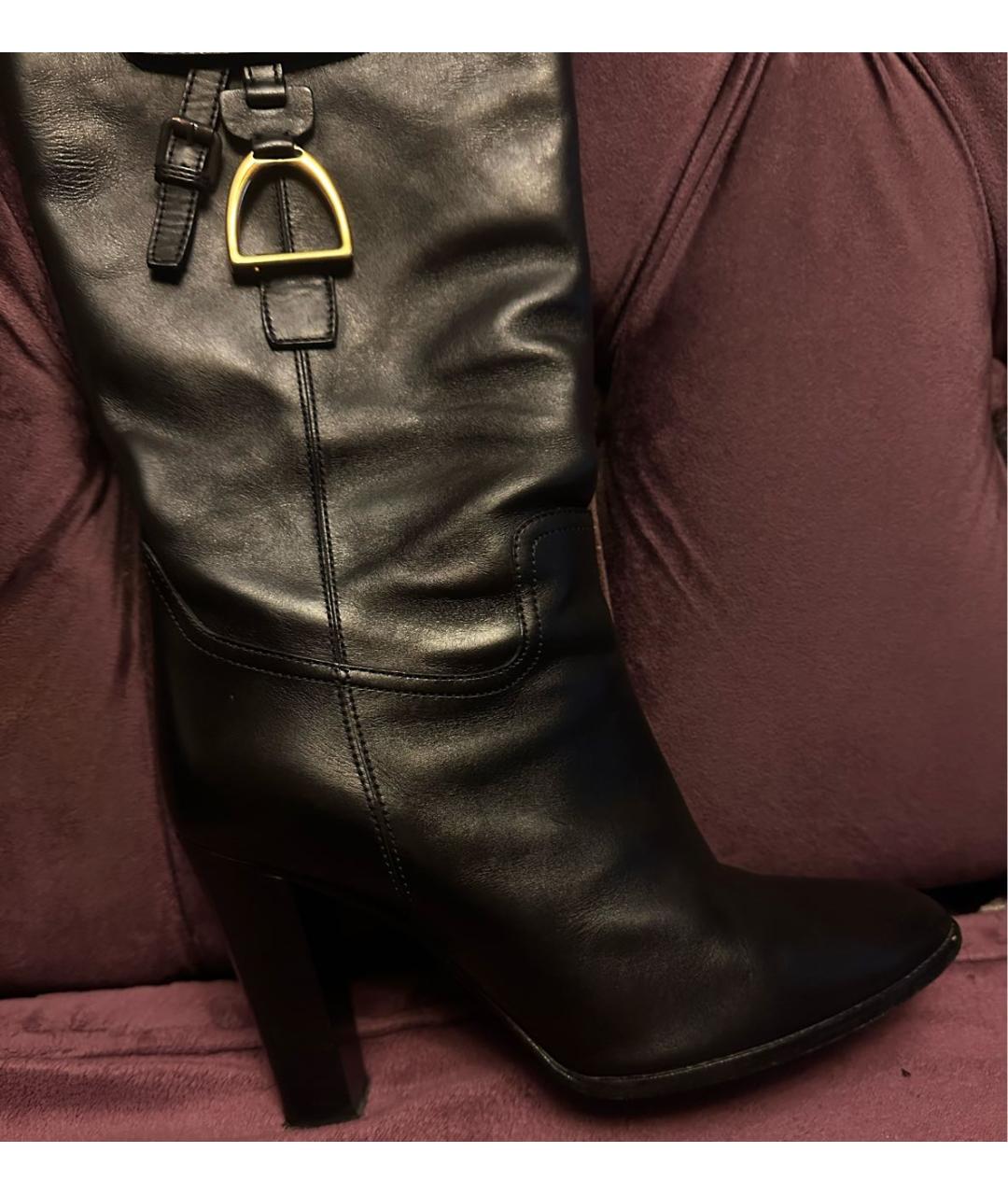 RALPH LAUREN Черные кожаные сапоги, фото 4