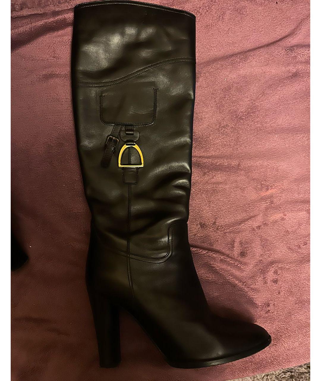 RALPH LAUREN Черные кожаные сапоги, фото 3