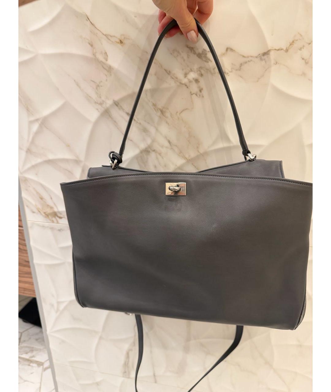 BALENCIAGA Серая кожаная сумка тоут, фото 5
