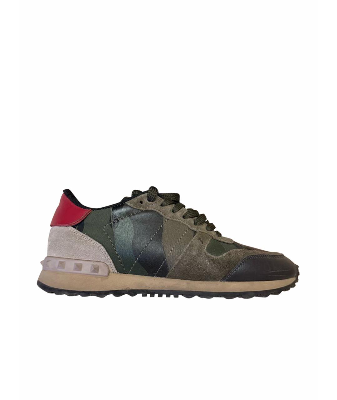 VALENTINO Хаки кожаные кроссовки, фото 1