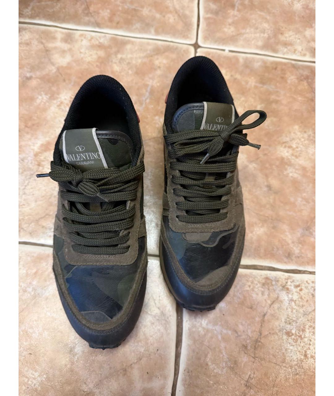 VALENTINO Хаки кожаные кроссовки, фото 2