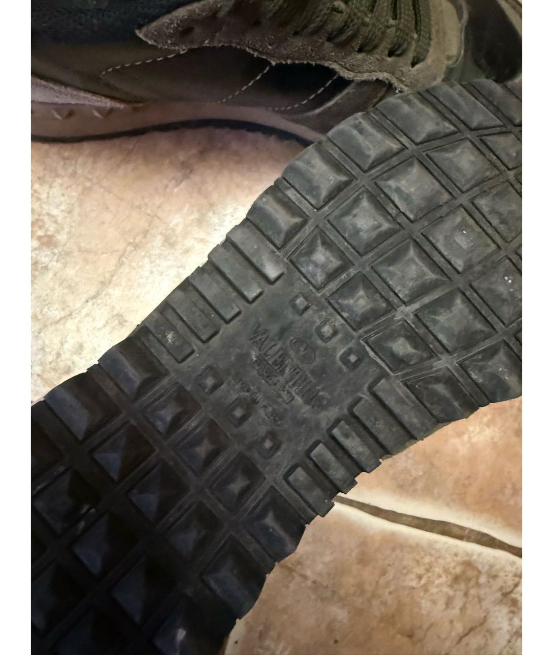 VALENTINO Хаки кожаные кроссовки, фото 4