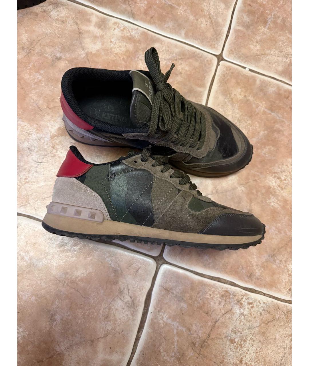 VALENTINO Хаки кожаные кроссовки, фото 6