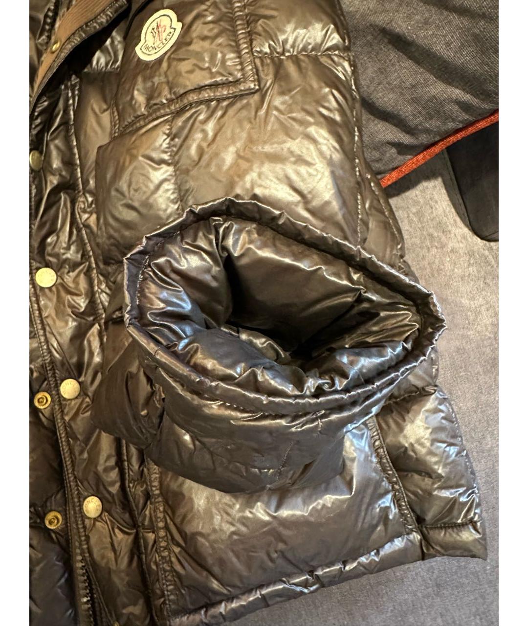 MONCLER Коричневый полиамидовый пуховик, фото 7