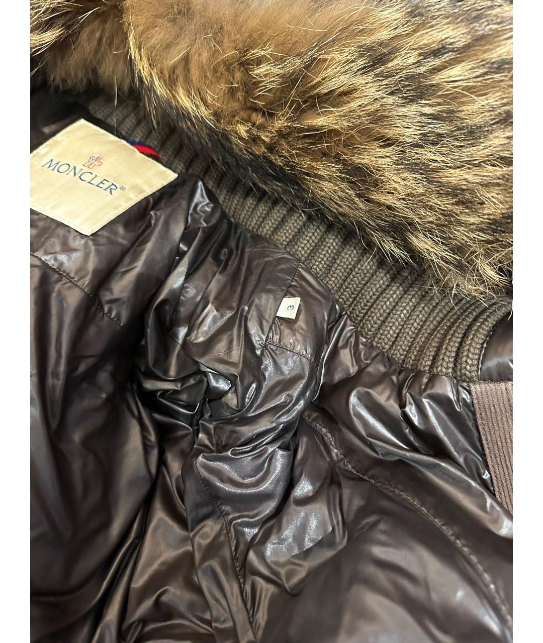MONCLER Коричневый полиамидовый пуховик, фото 3
