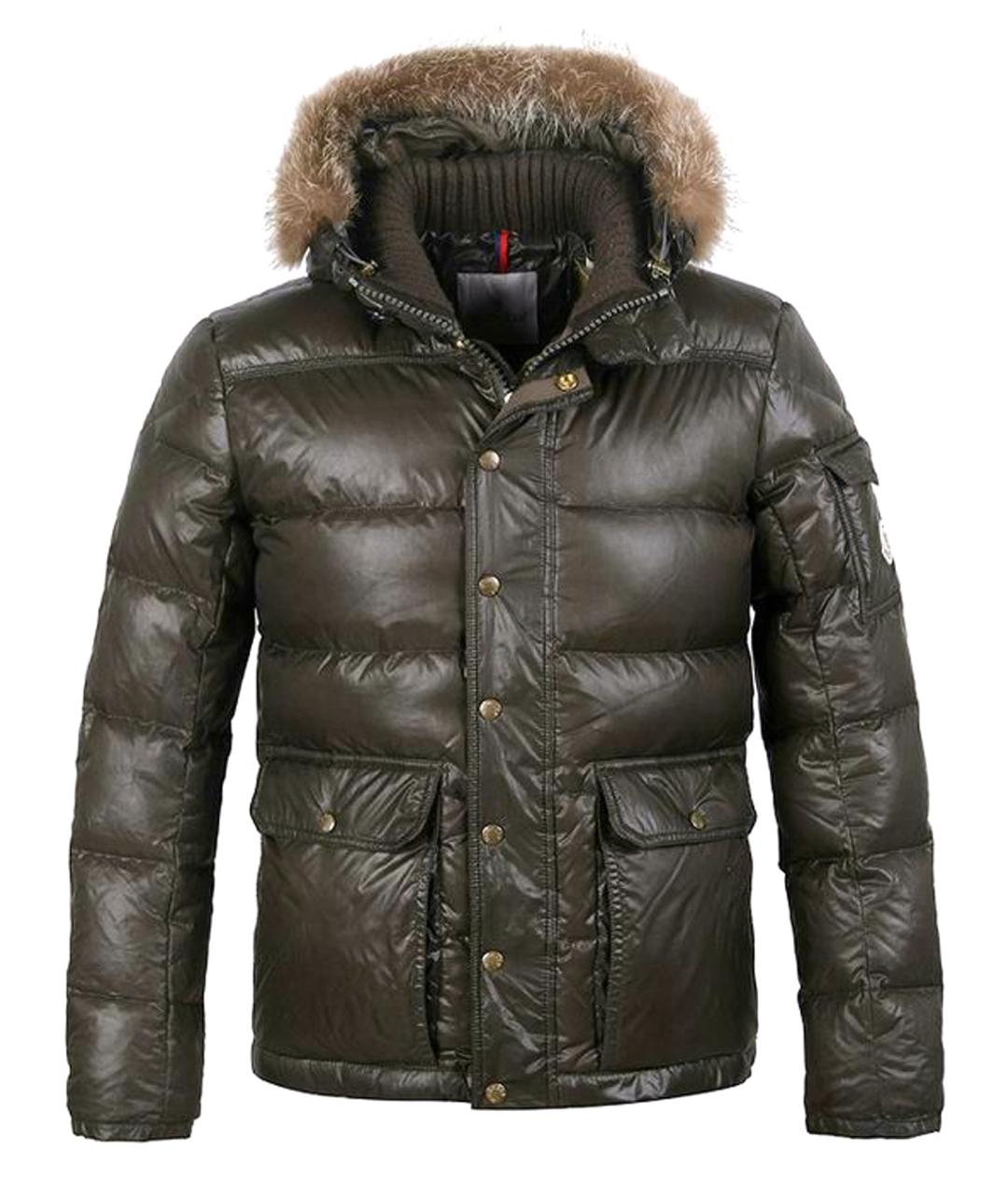 MONCLER Коричневый полиамидовый пуховик, фото 1