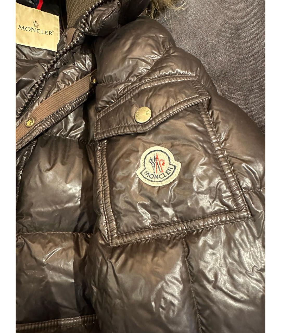 MONCLER Коричневый полиамидовый пуховик, фото 8
